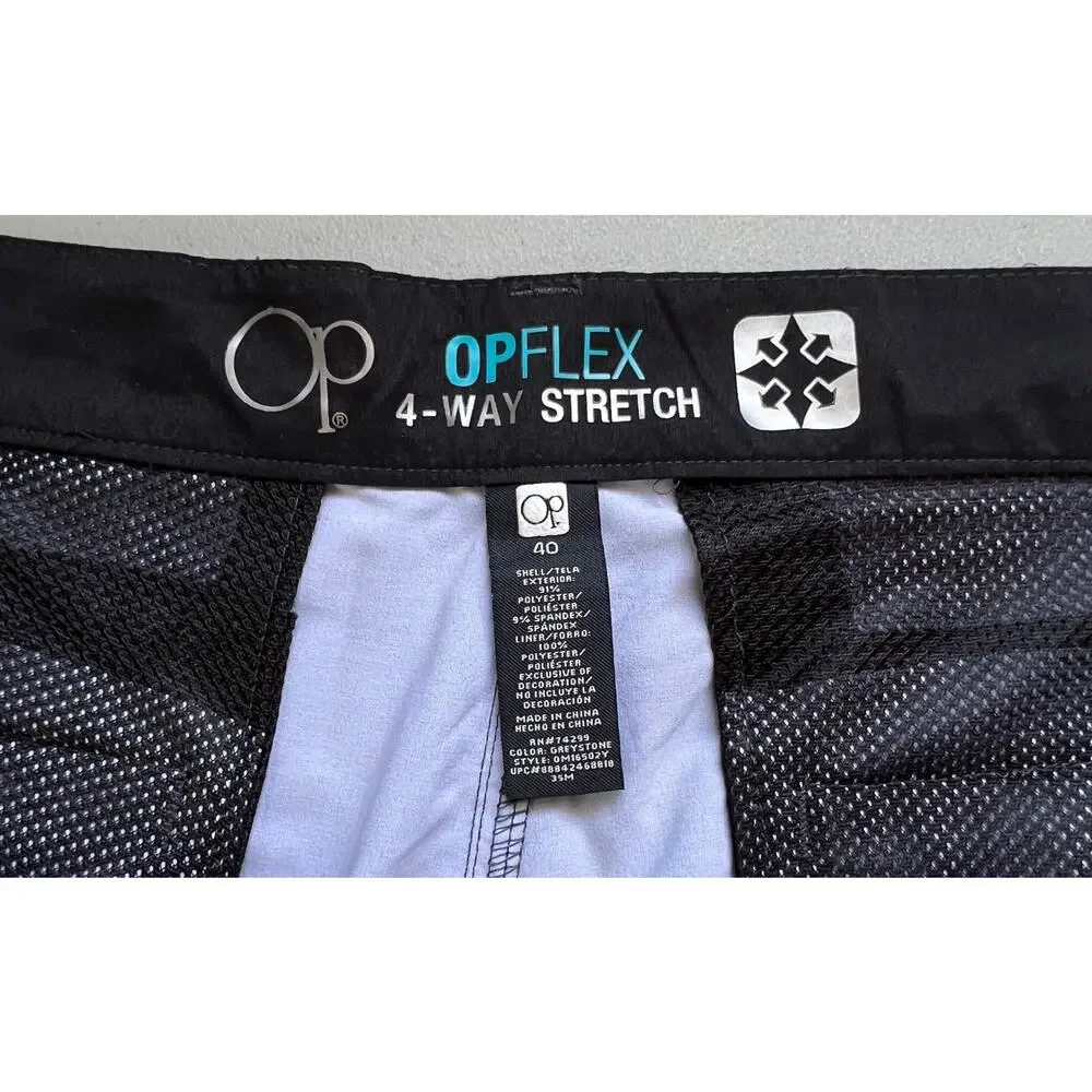 OP Flex 4 Way Stretch Mens Gray Shorts Size 40 Golf Casual Flat Front
